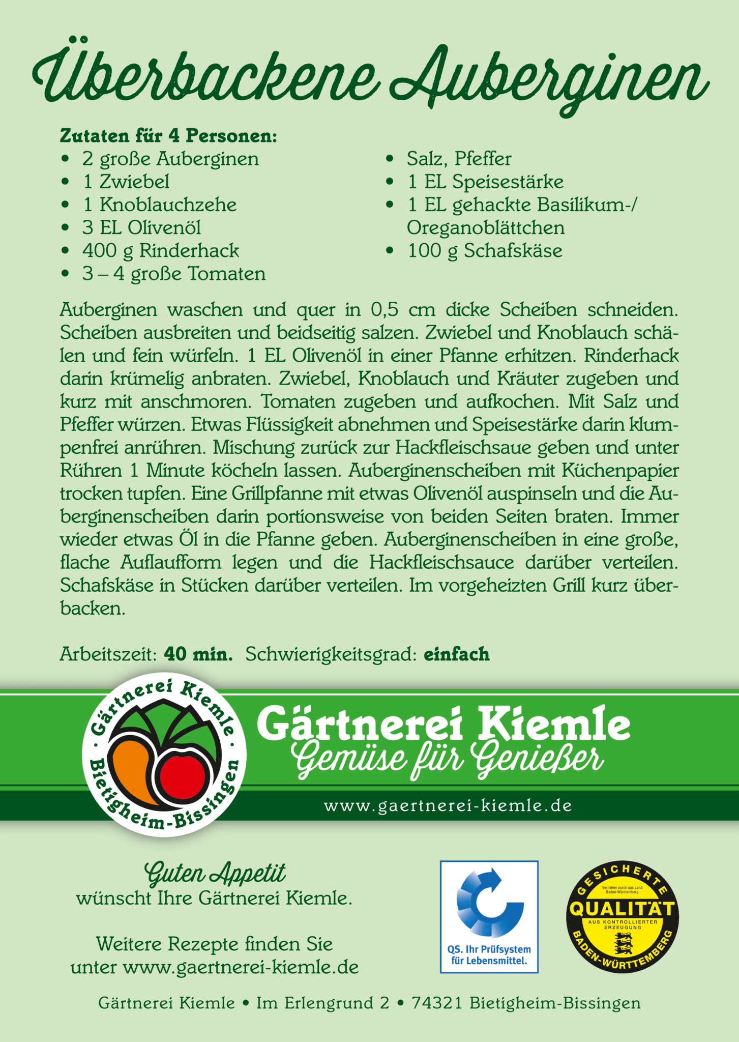 Gärtnerei Kiemle Gemüse für Genießer